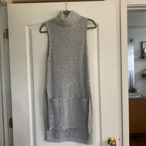 Turtleneck sleeveless calf length sweater